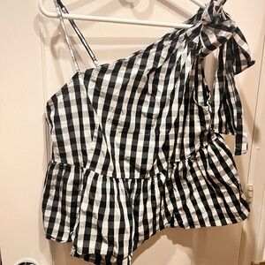 Who What Wear Monochrome Checkered Top